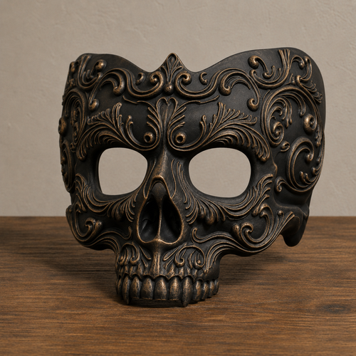 Memento Mori — Baroque Skull Masquerade Mask, Halloween Mask, Hand-Painted