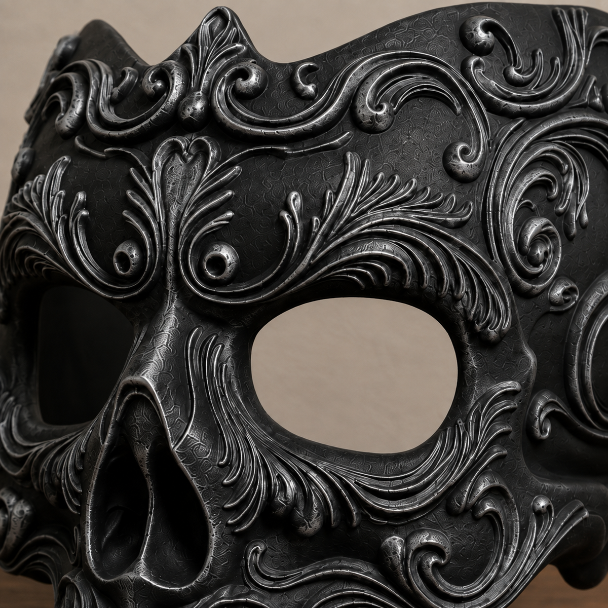 Memento Mori — Baroque Skull Masquerade Mask, Halloween Mask, Hand-Painted