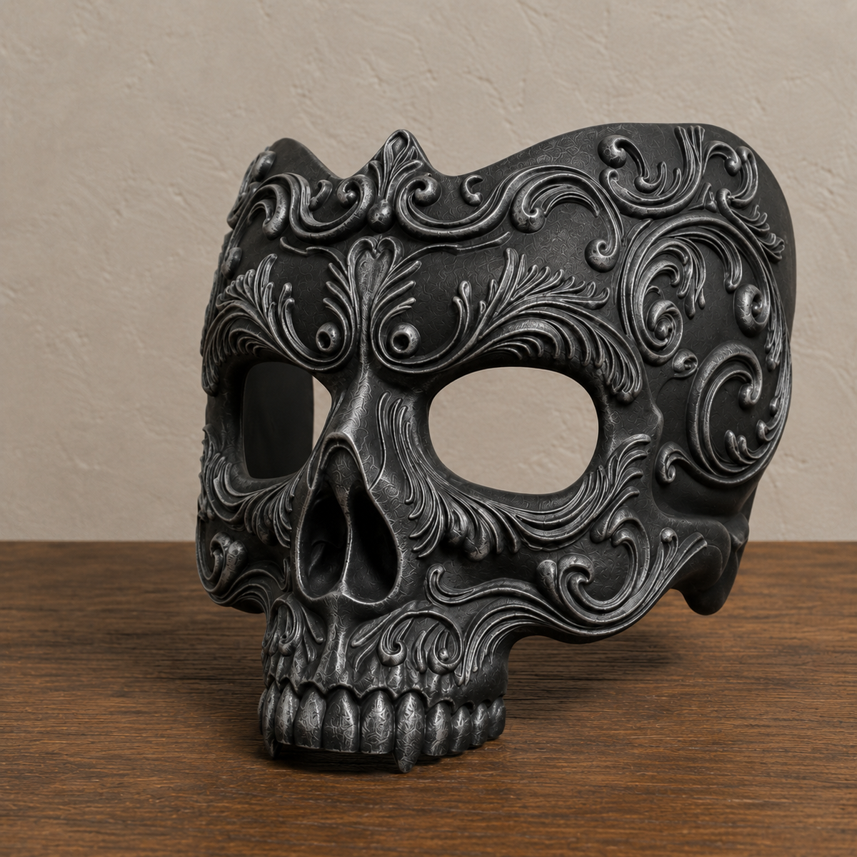 Memento Mori — Baroque Skull Masquerade Mask, Halloween Mask, Hand-Painted