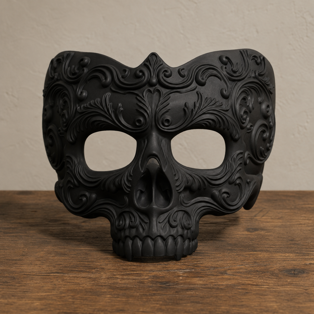 Memento Mori — Baroque Skull Masquerade Mask, Halloween Mask, Hand-Painted