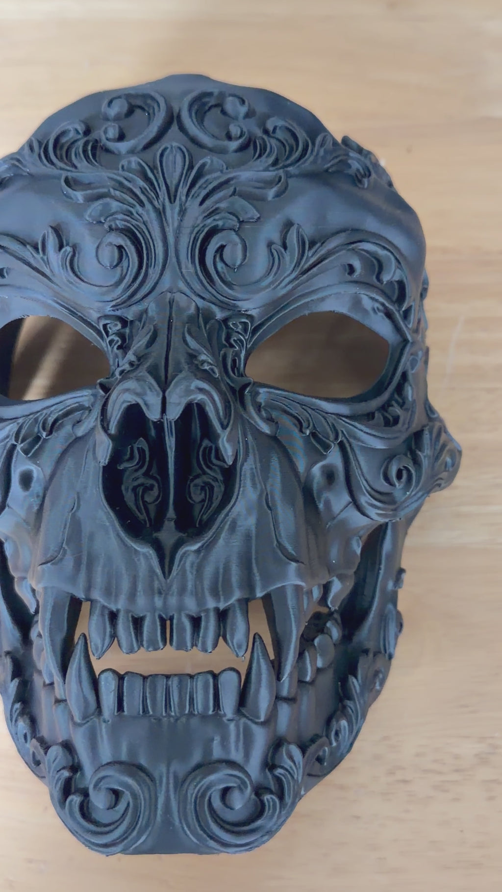 The Crimson Revenant — Vampire Skull Mask, Halloween Masquerade, Hand-Painted