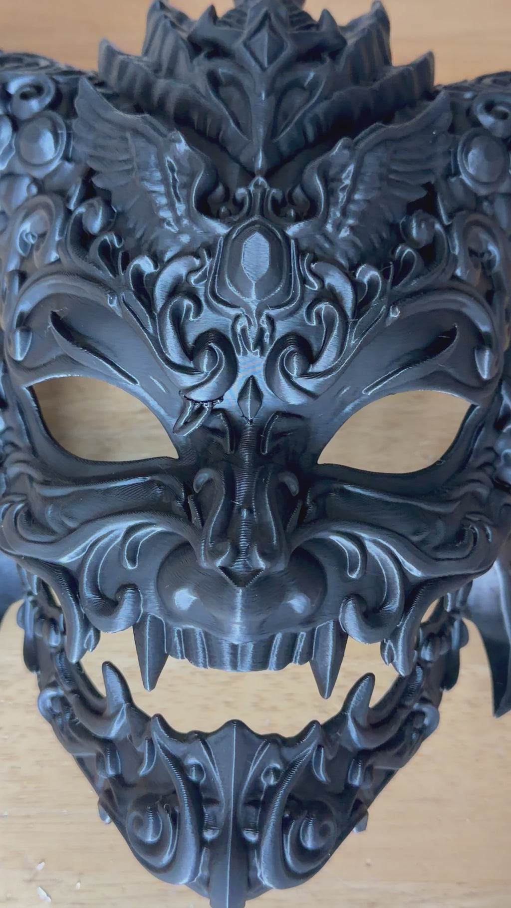 The Infernal Crown — Horned Demon Masquerade Mask, Gothic Halloween Décor, Hand-Painted
