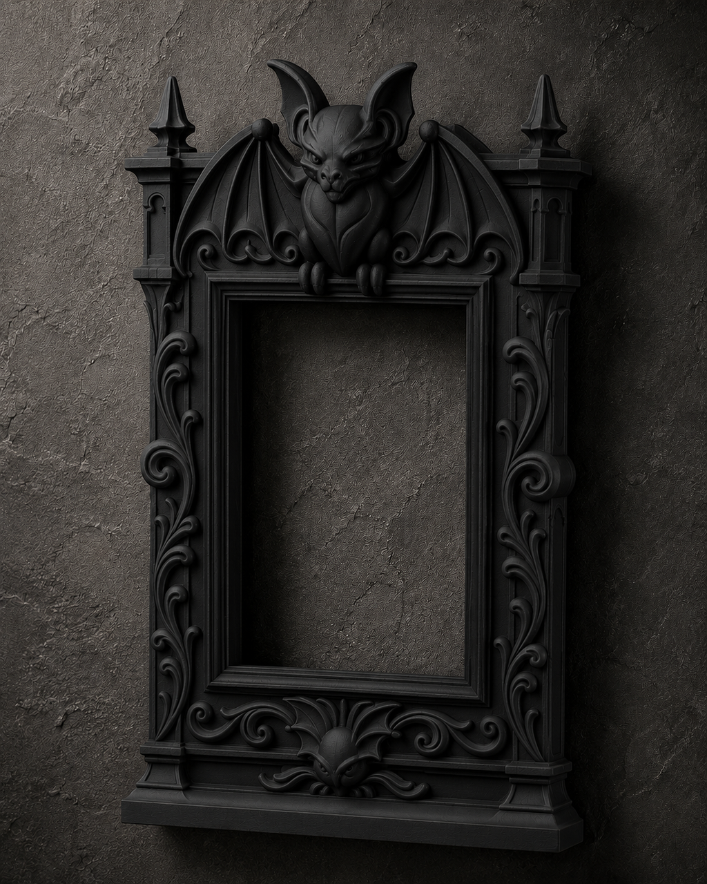The Ledge Warden — Gargoyle Photo Frame, Gothic Cathedral Wall Frame