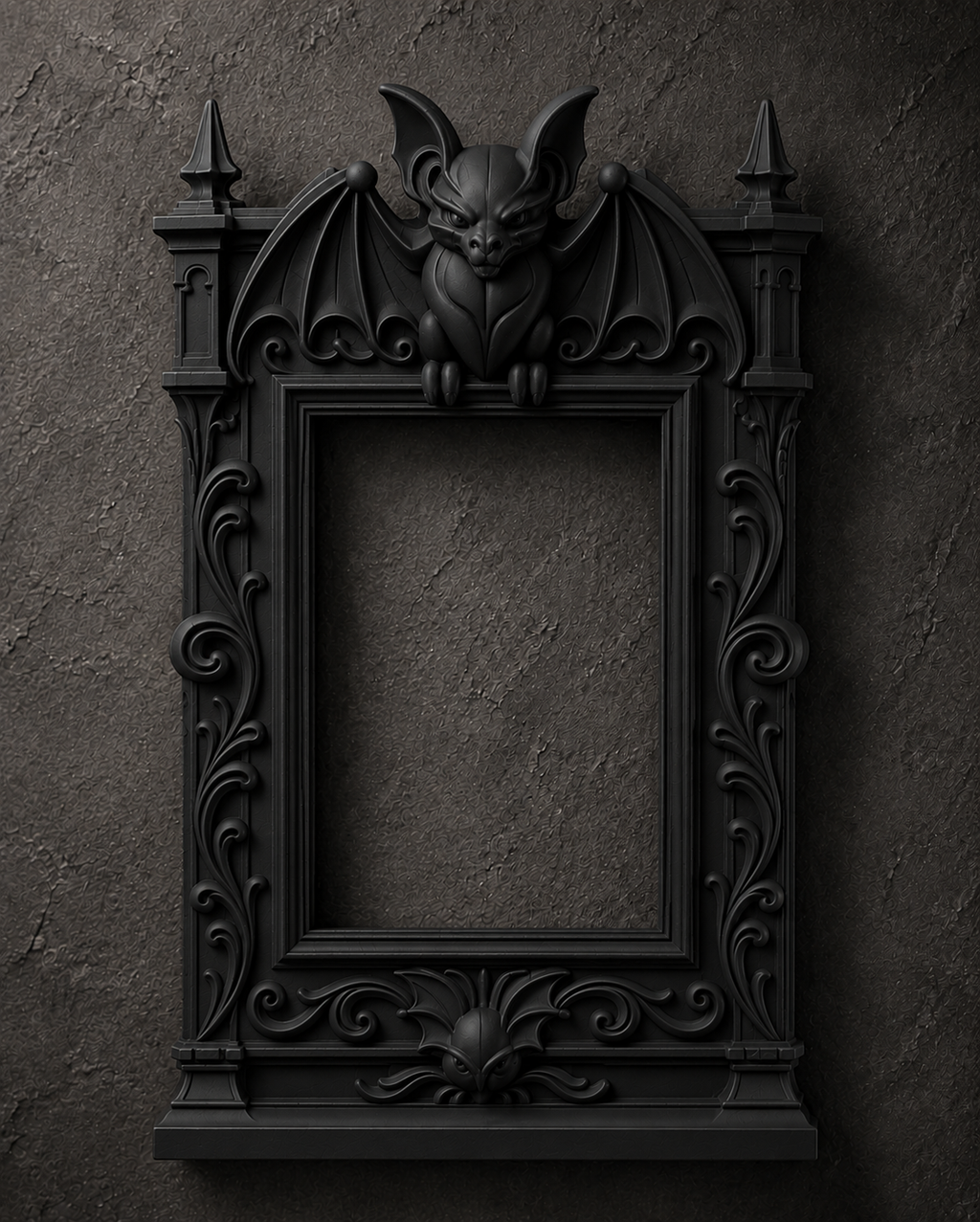 The Ledge Warden — Gargoyle Photo Frame, Gothic Cathedral Wall Frame