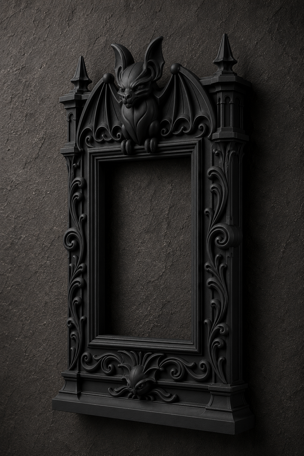 The Ledge Warden — Gargoyle Photo Frame, Gothic Cathedral Wall Frame