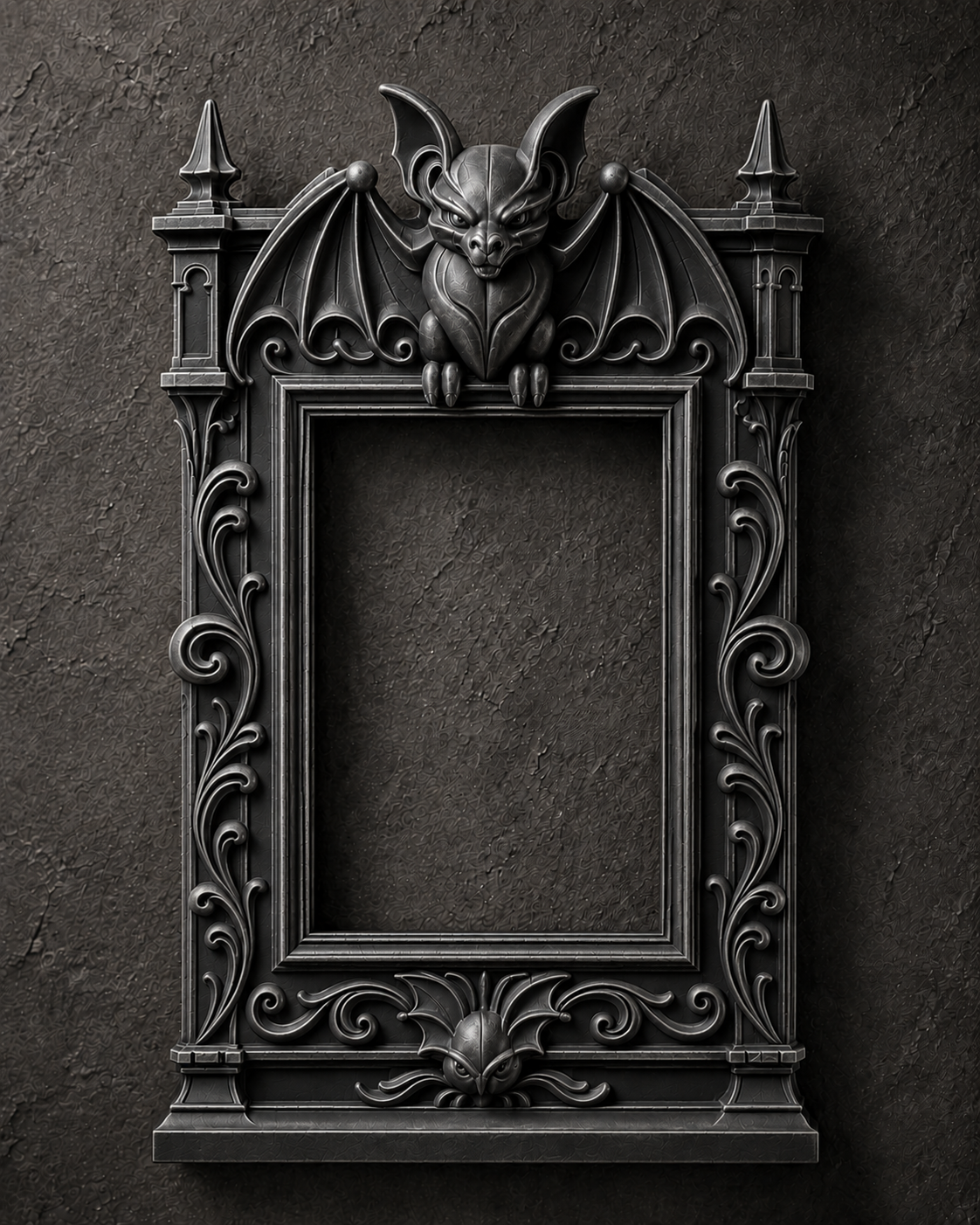 The Ledge Warden — Gargoyle Photo Frame, Gothic Cathedral Wall Frame