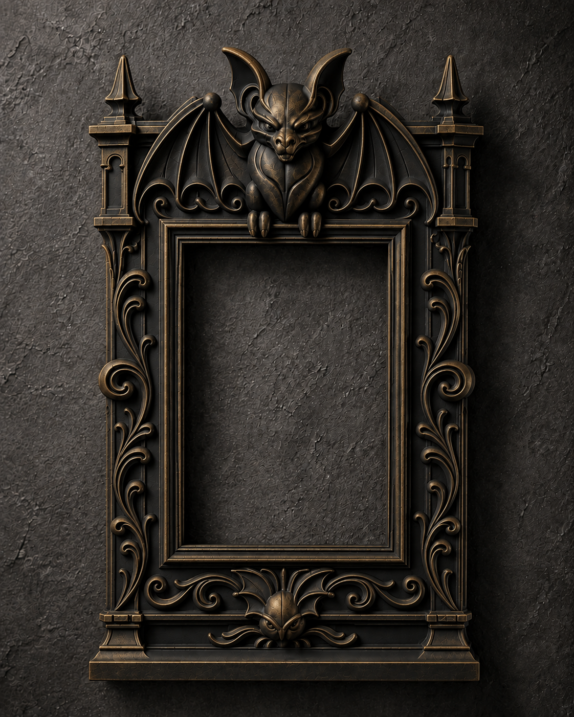The Ledge Warden — Gargoyle Photo Frame, Gothic Cathedral Wall Frame