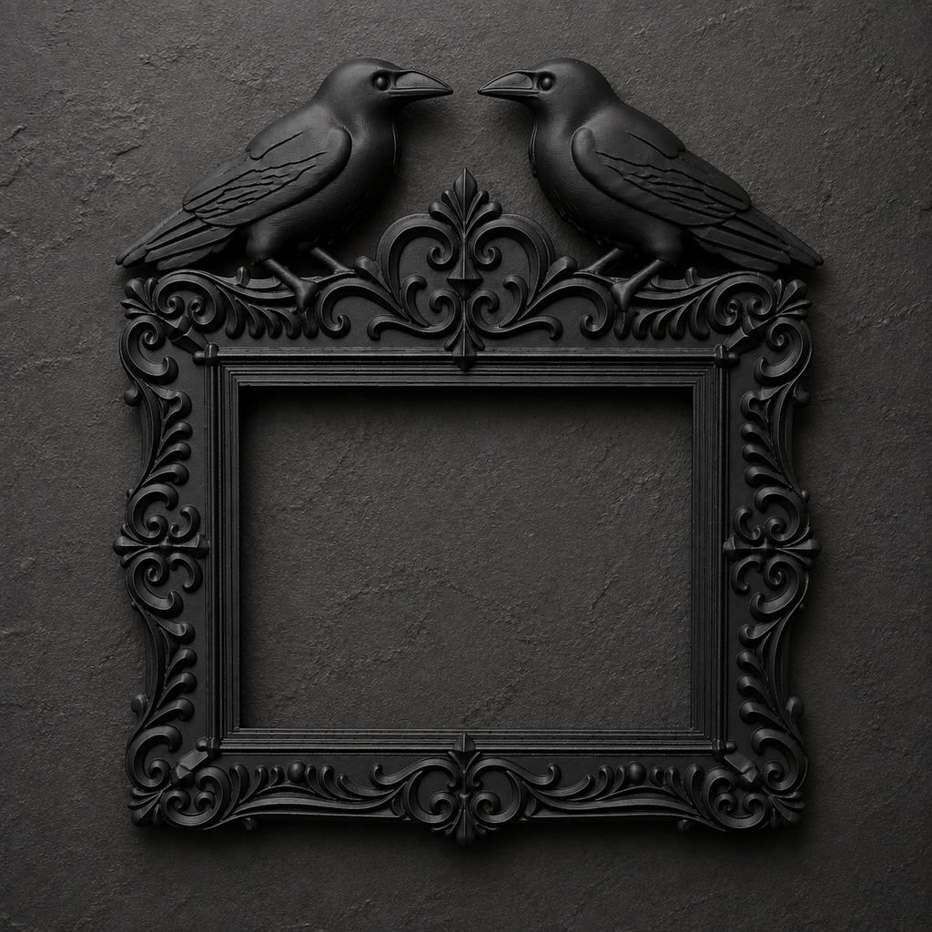The Unkindness — Twin Raven Photo Frame, Gothic Corvid Wall Frame