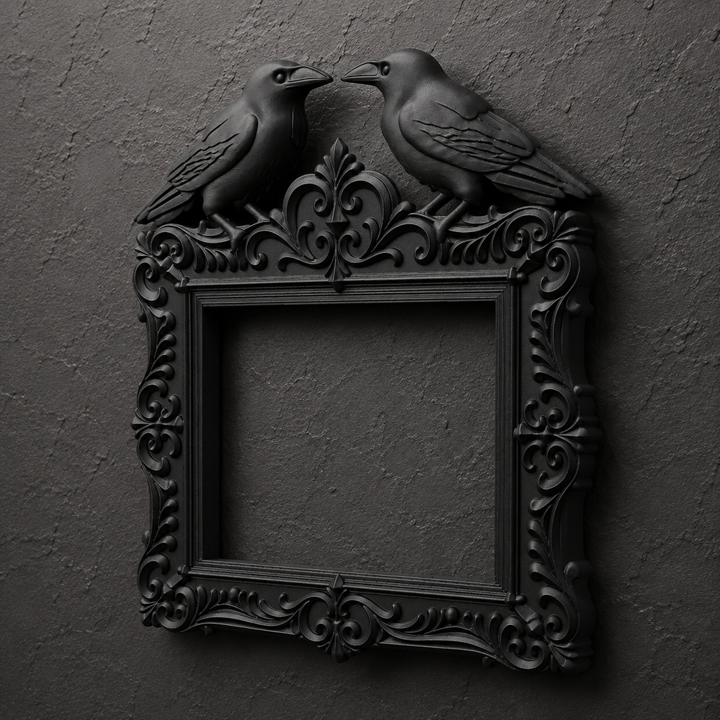 The Unkindness — Twin Raven Photo Frame, Gothic Corvid Wall Frame