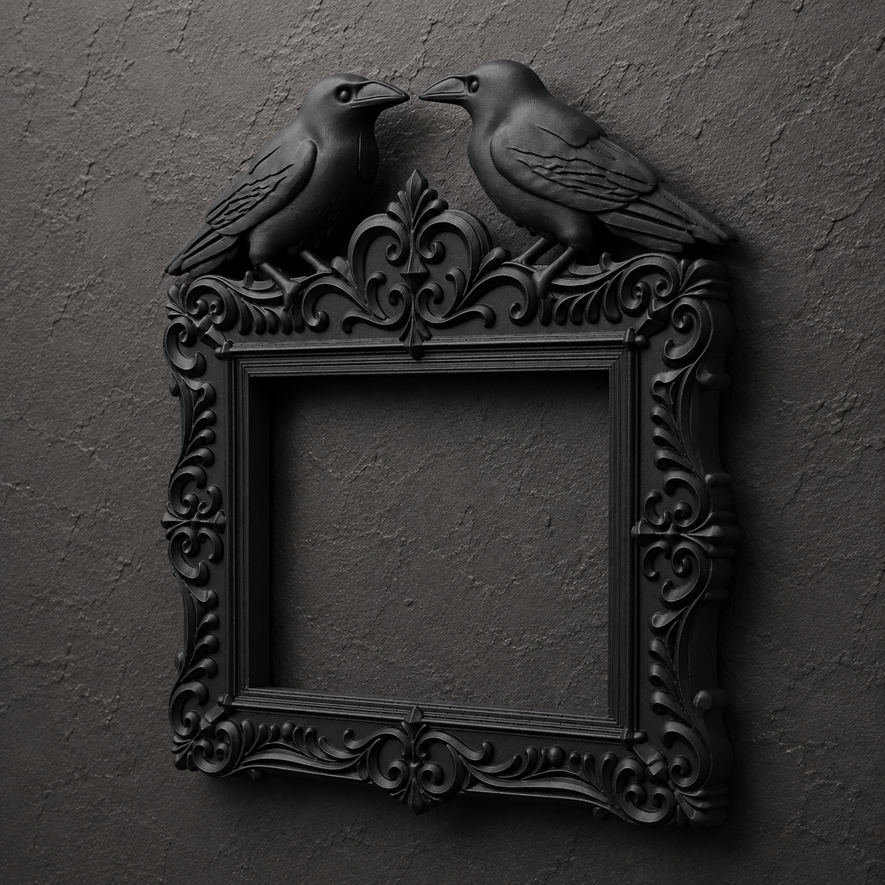 The Unkindness — Twin Raven Photo Frame, Gothic Corvid Wall Frame