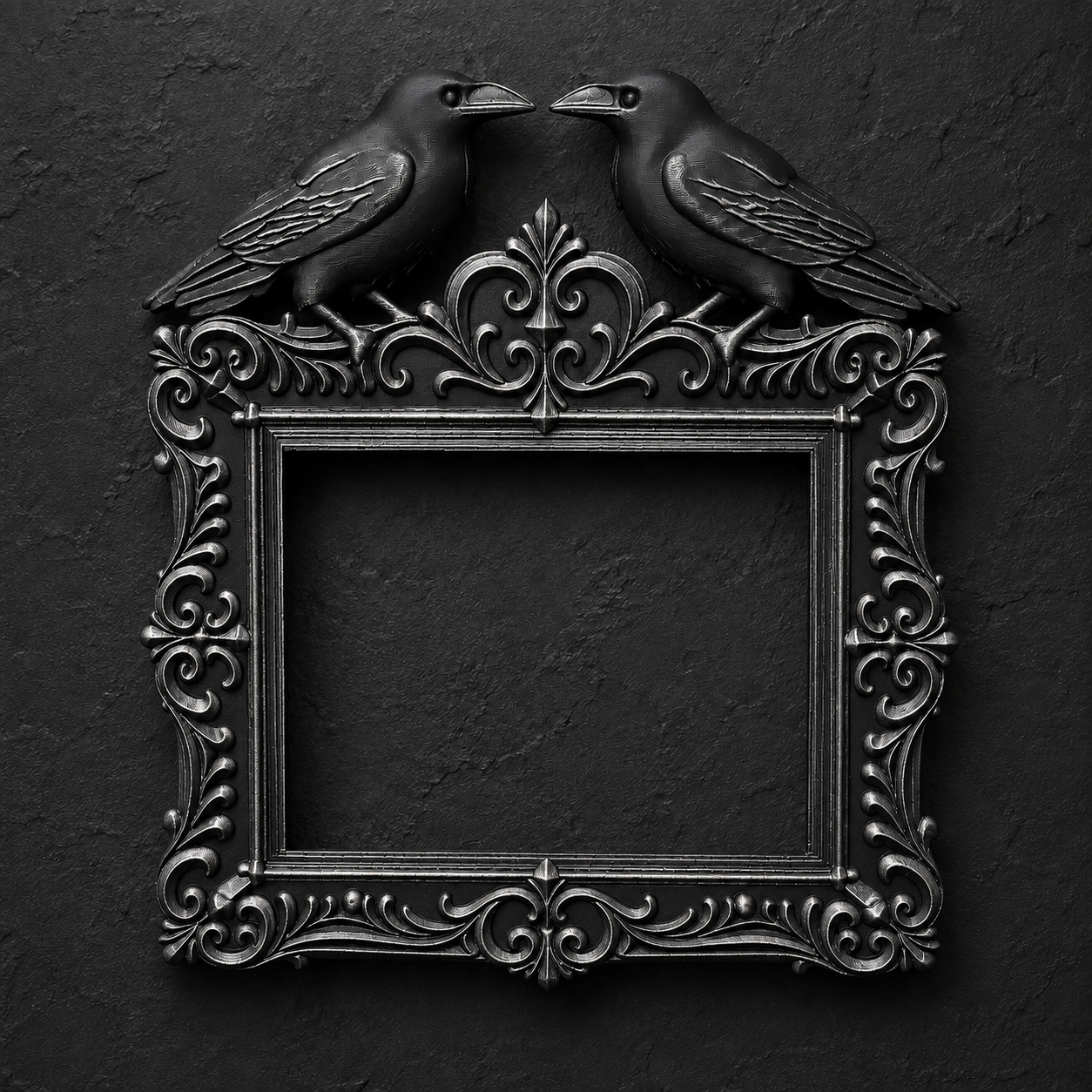 The Unkindness — Twin Raven Photo Frame, Gothic Corvid Wall Frame
