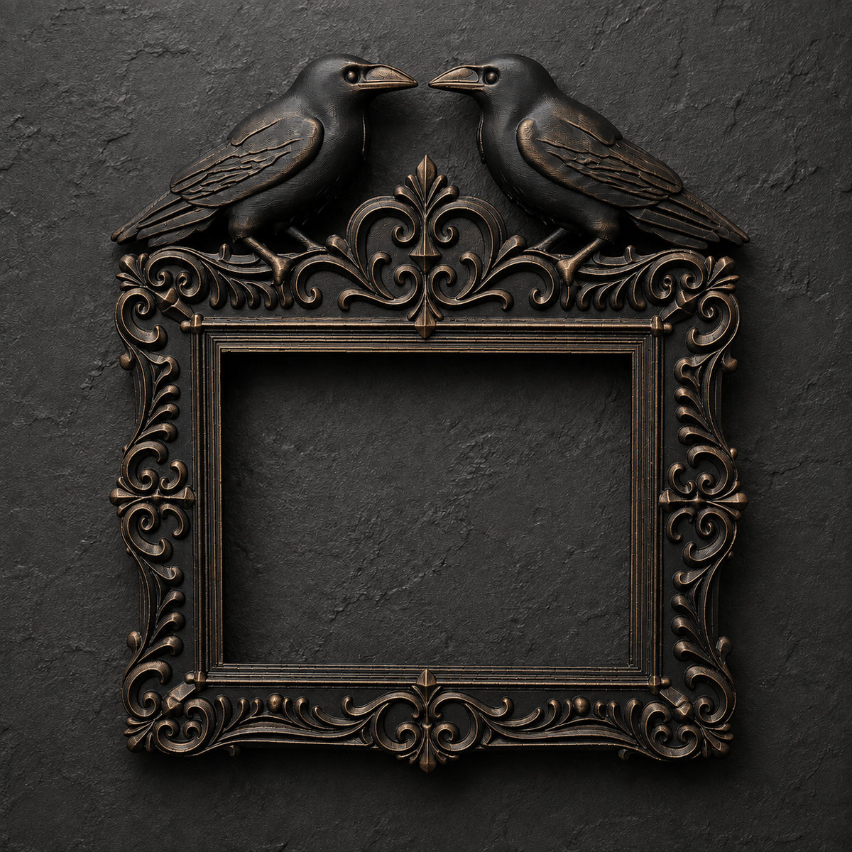 The Unkindness — Twin Raven Photo Frame, Gothic Corvid Wall Frame